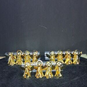 Brass Angel Halo Napkin Rings‎ Lot 12 Trumpet Gold Tone Religious Christmas Vtg.